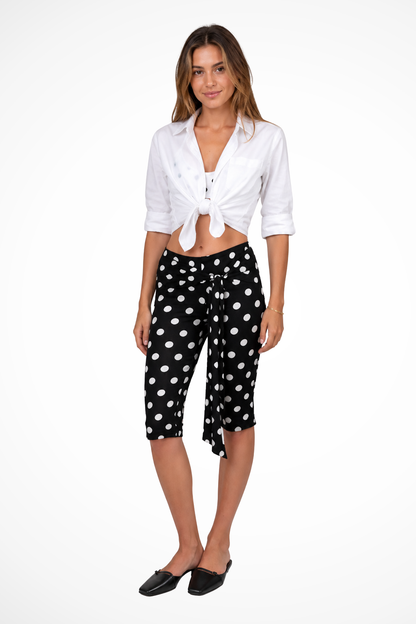 Women's Polka Dot Tie-Waist Trousers