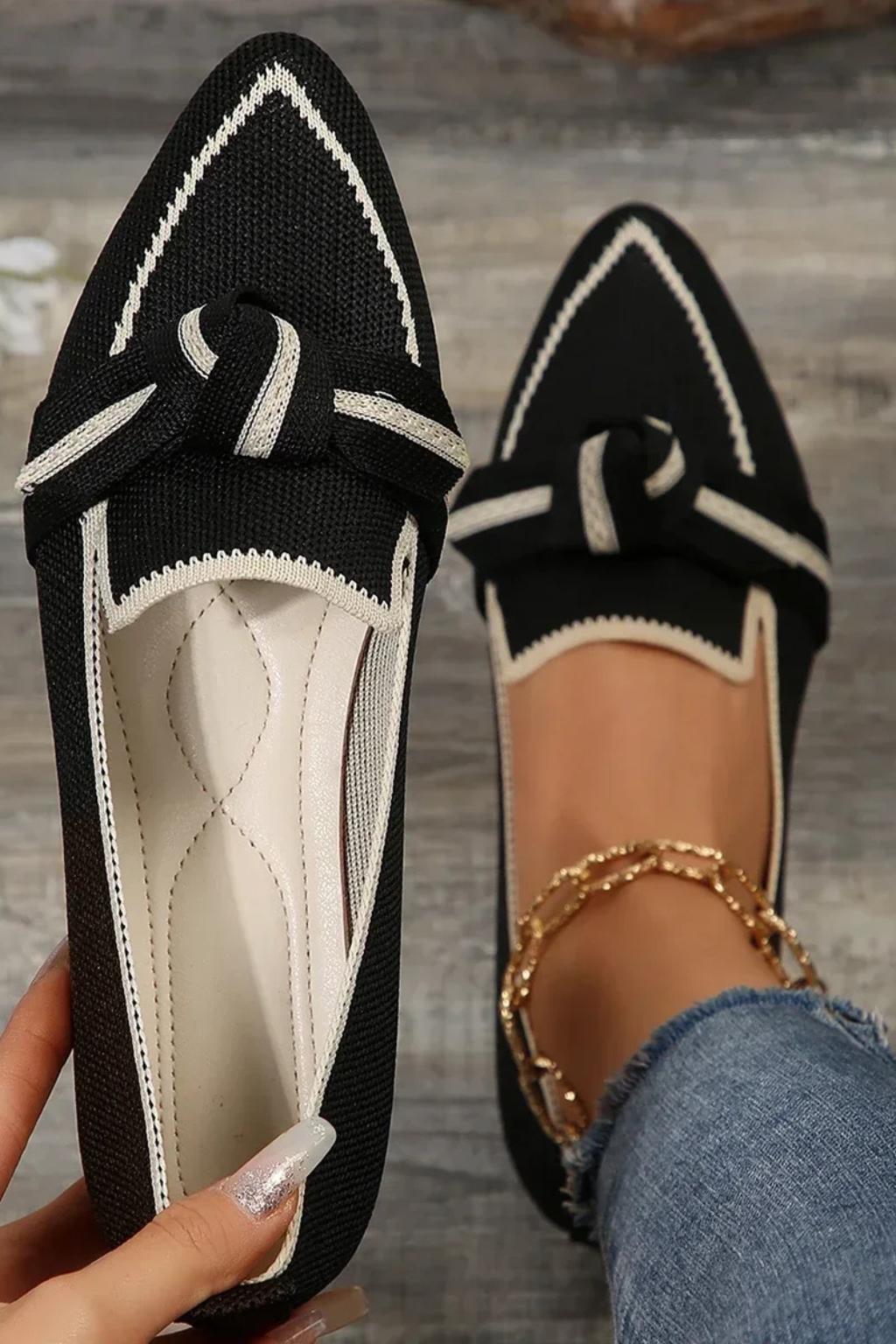 Women's Knit Bow Detail Flats