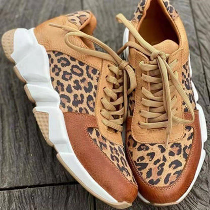 Women's Leopard Lace Up Sneakers