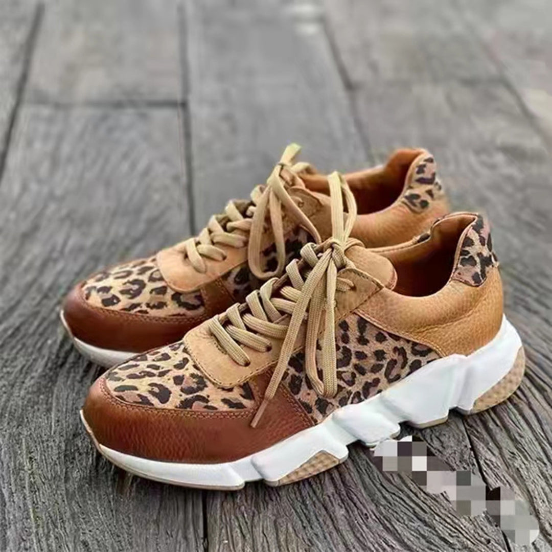 Women's Leopard Lace Up Sneakers
