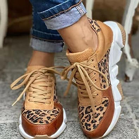 Women's Leopard Lace Up Sneakers