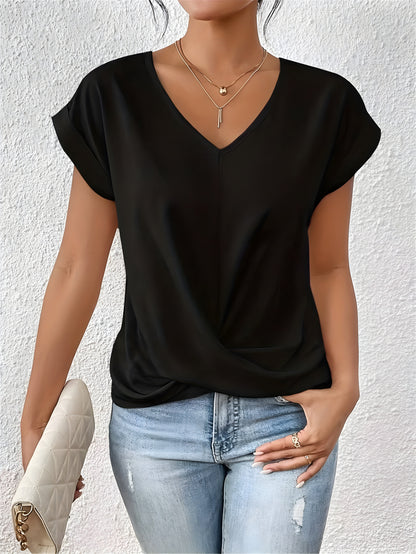 Women’s Twist Front V Neck Top