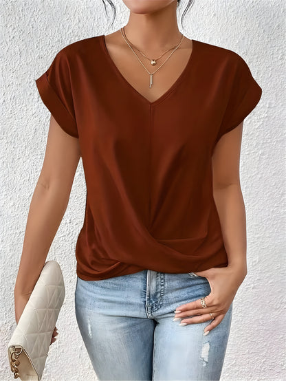 Women’s Twist Front V Neck Top