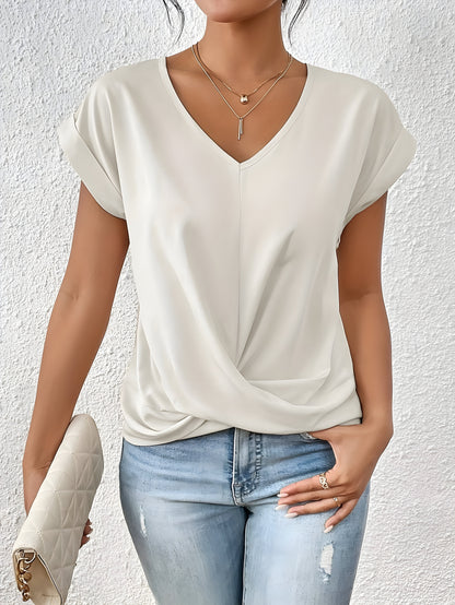 Women’s Twist Front V Neck Top