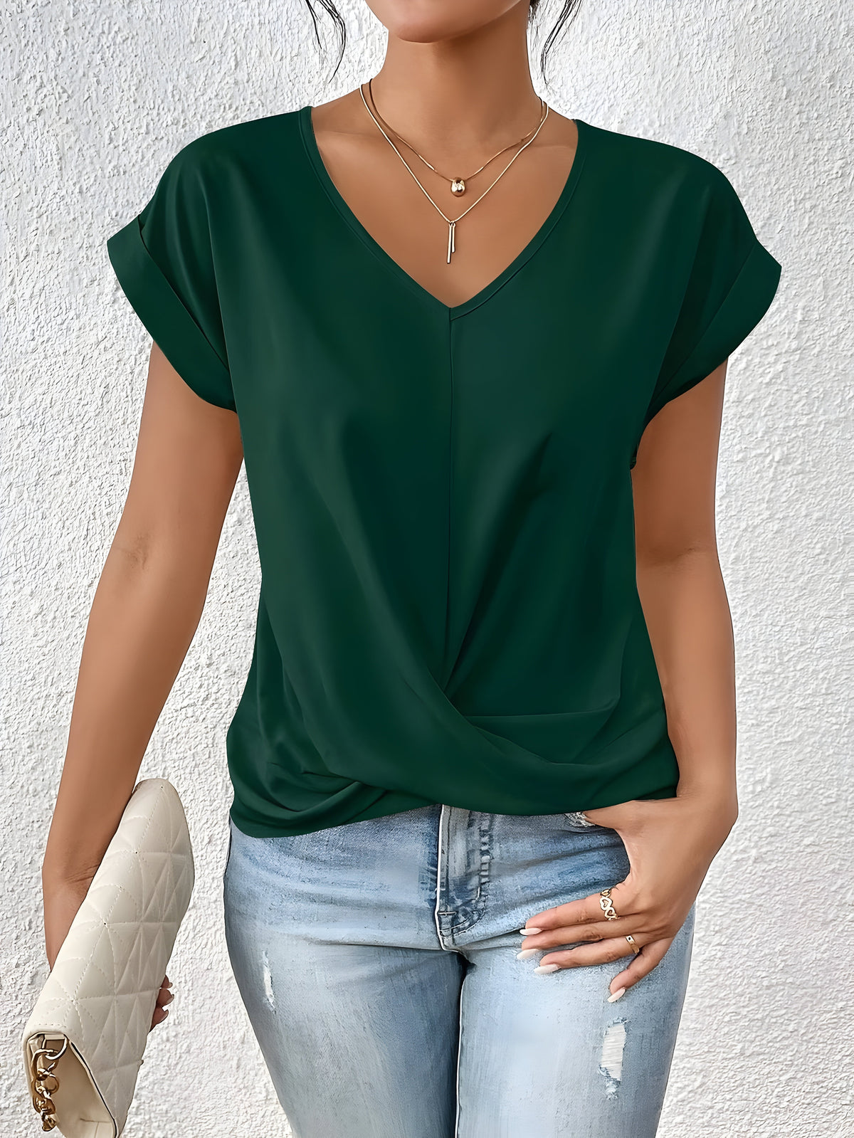 Women’s Twist Front V Neck Top