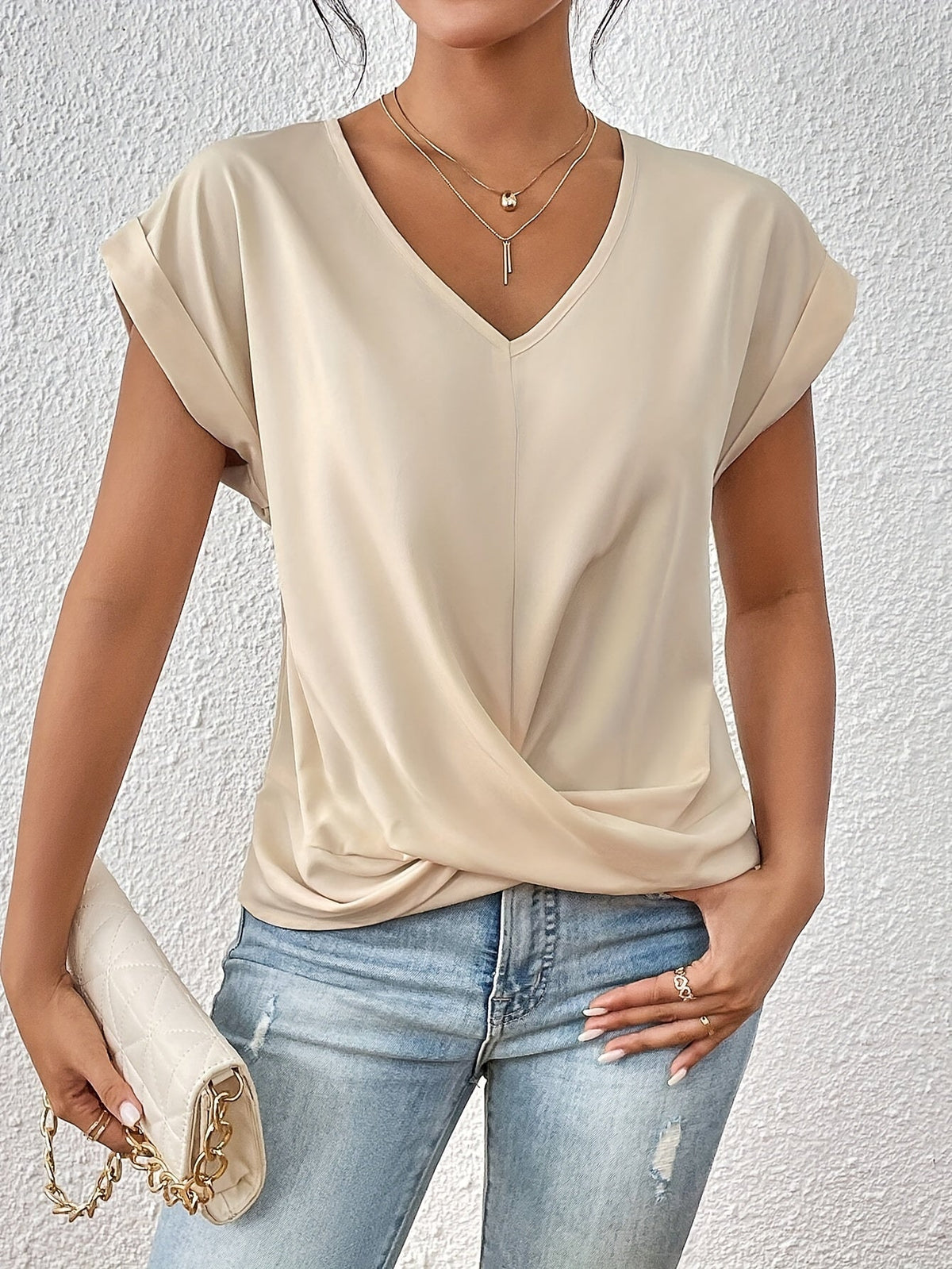 Women’s Twist Front V Neck Top