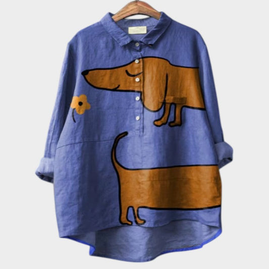 Women’s Dog Print Oversized Shirt