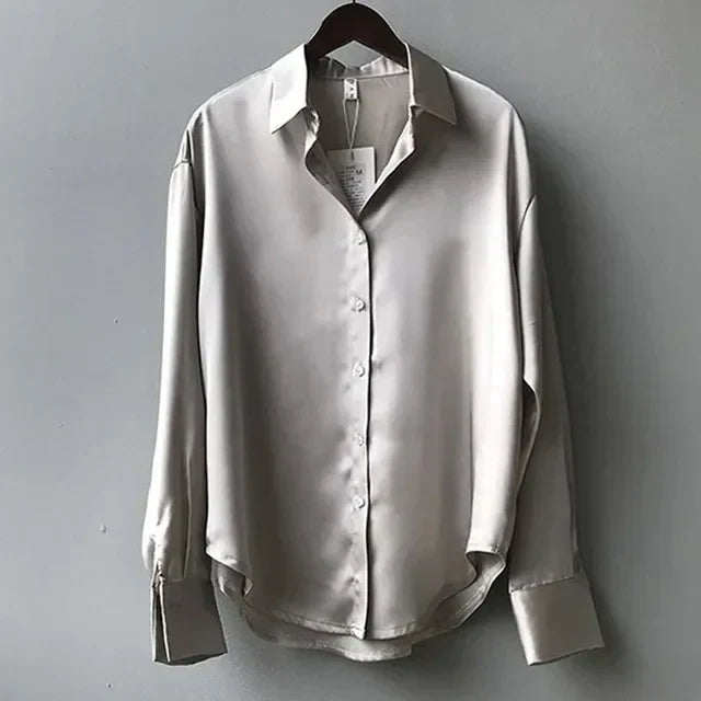 Women’s Satin Button Down Blouse
