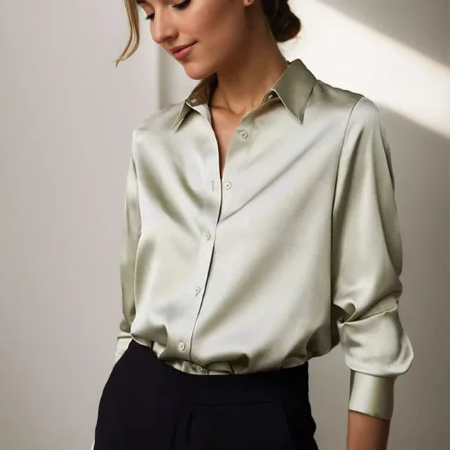 Women’s Satin Button Down Blouse