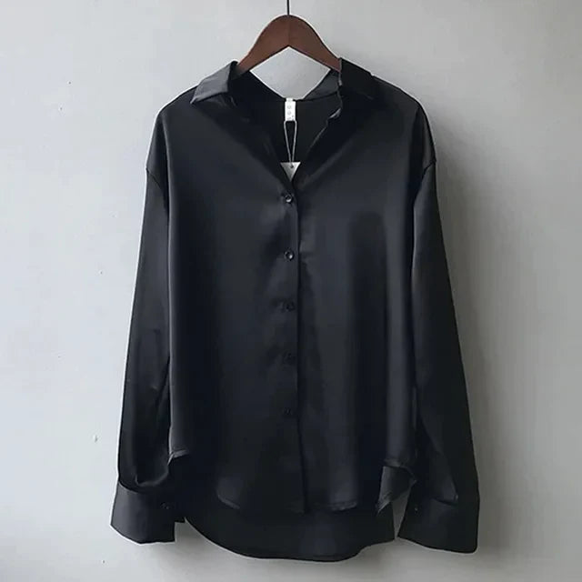 Women’s Satin Button Down Blouse