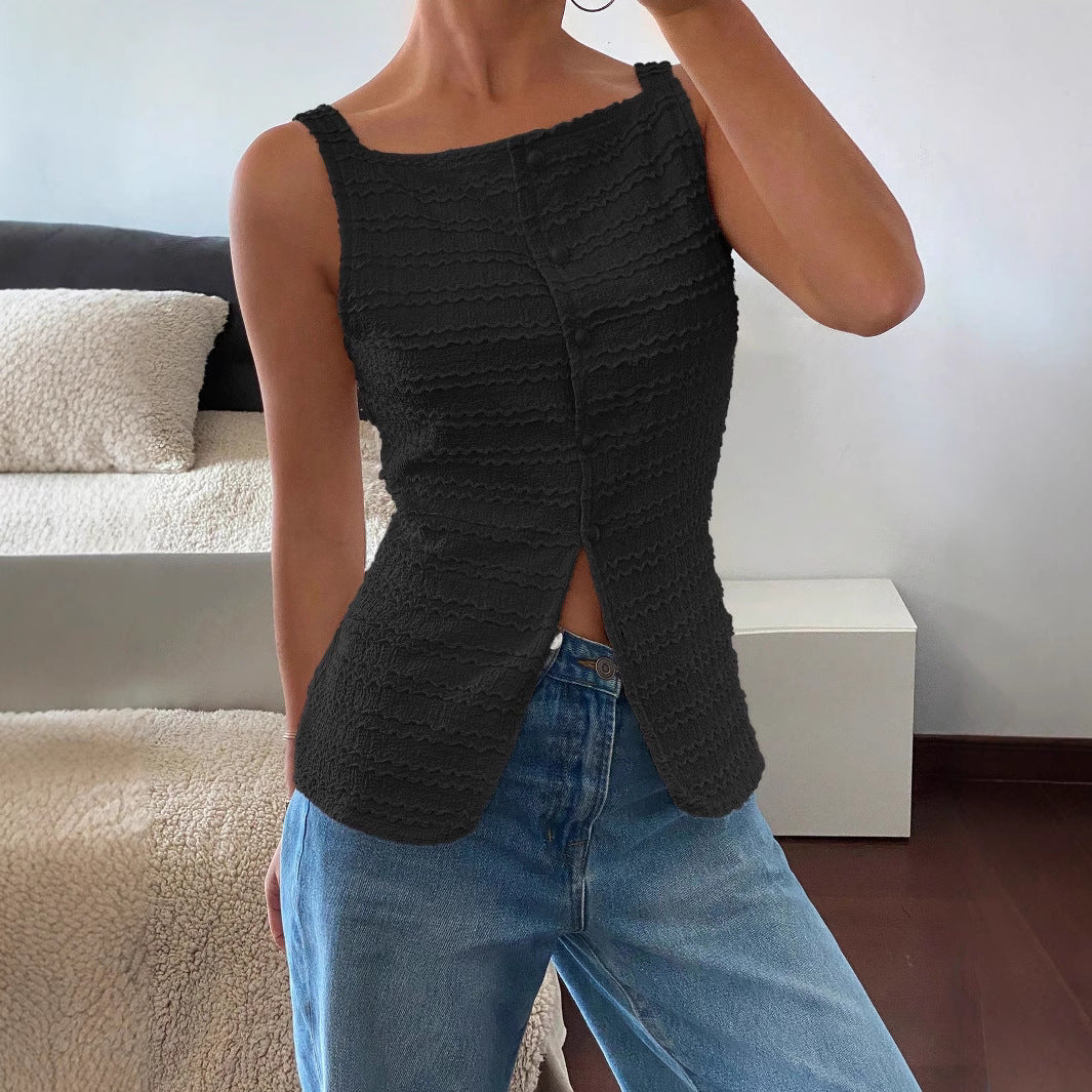 Women’s Sleeveless Button Front Top