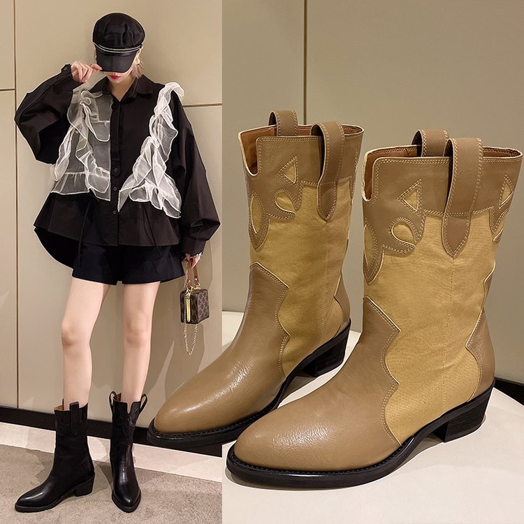 Women's Embroidered Shaft Cowboy Boots