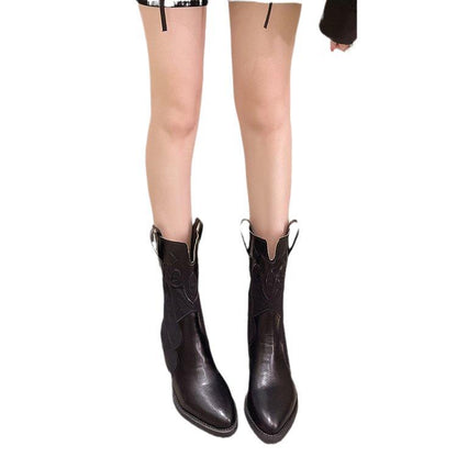 Women's Embroidered Shaft Cowboy Boots