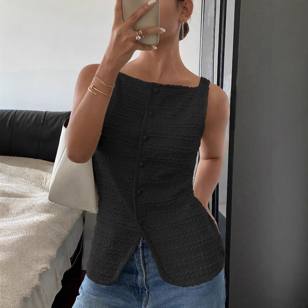 Women's Sleeveless Button Front Top