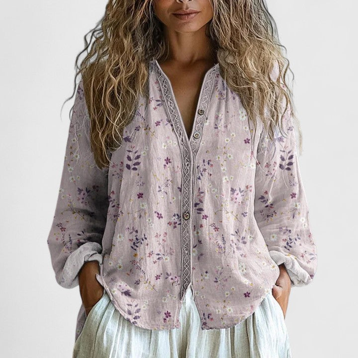 Women’s Printed Button Front Top