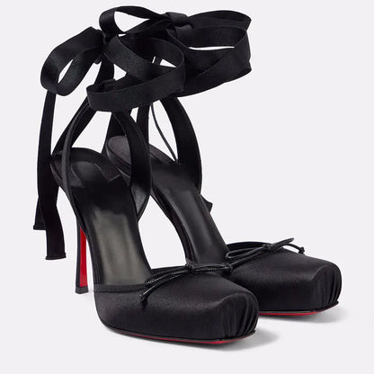 Women's Satin Platform Ribbon Shoes