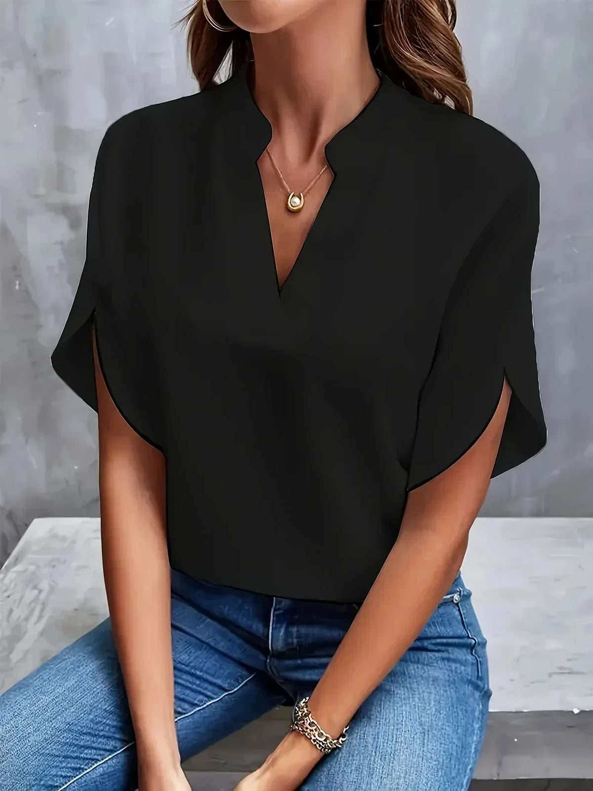 Women’s Split Sleeve V-Neck Blouse