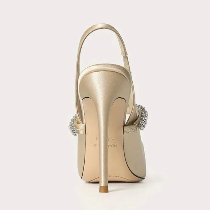 Women's Jewelled Satin Pointed Heels
