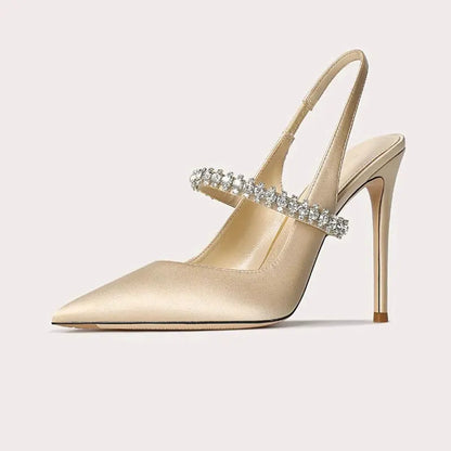 Women's Jewelled Satin Pointed Heels