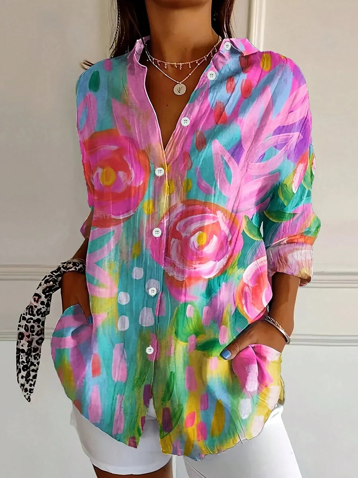 Women’s Floral Button Blouse