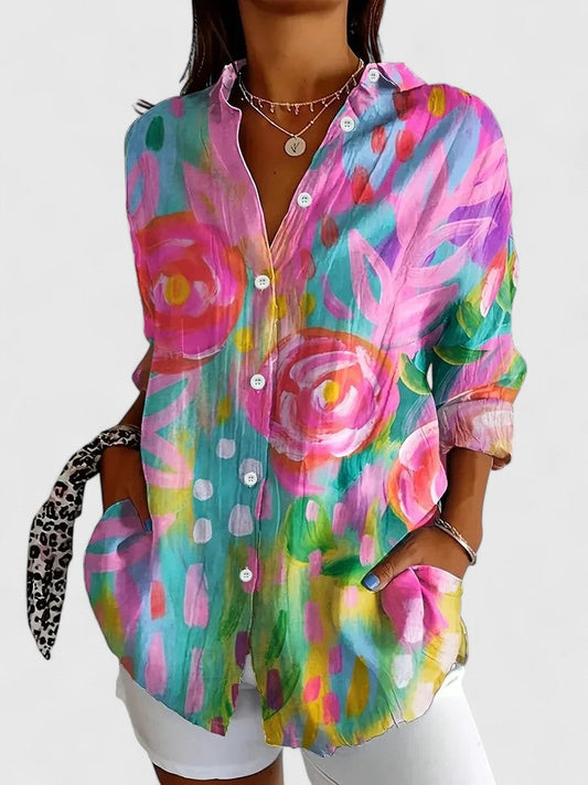 Women’s Colourful Floral Button Blouse