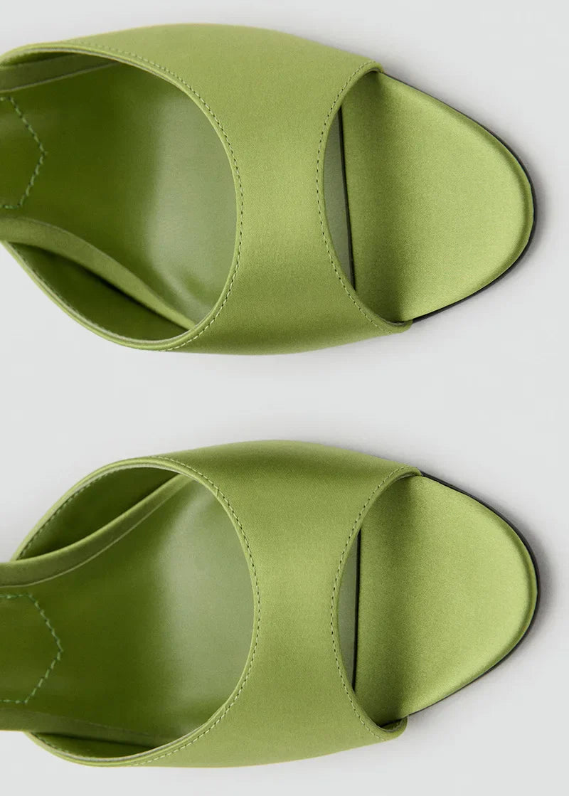 Women's Satin Heel Slip-On Mules