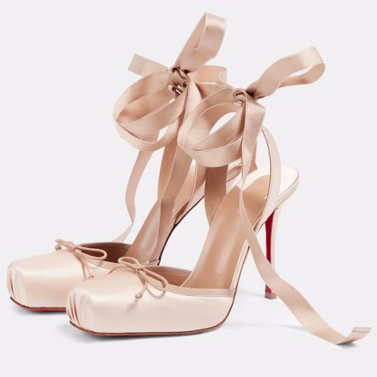 Women's Satin Platform Ribbon Shoes