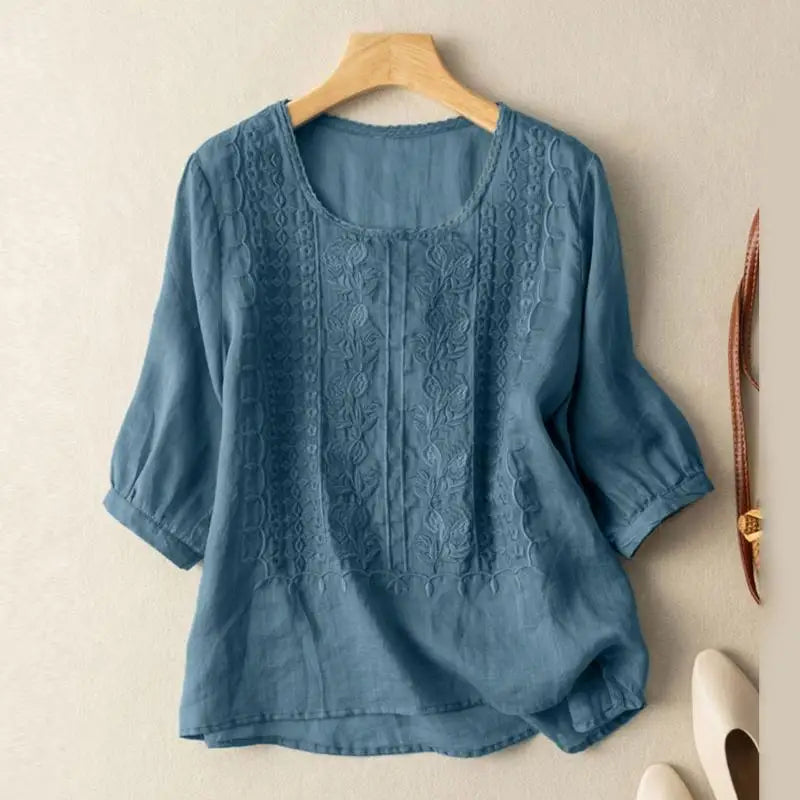 Women’s Embroidered Round Neck Blouse