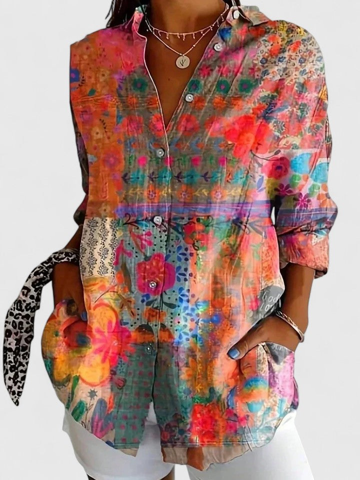 Women’s Colourful Floral Button Blouse