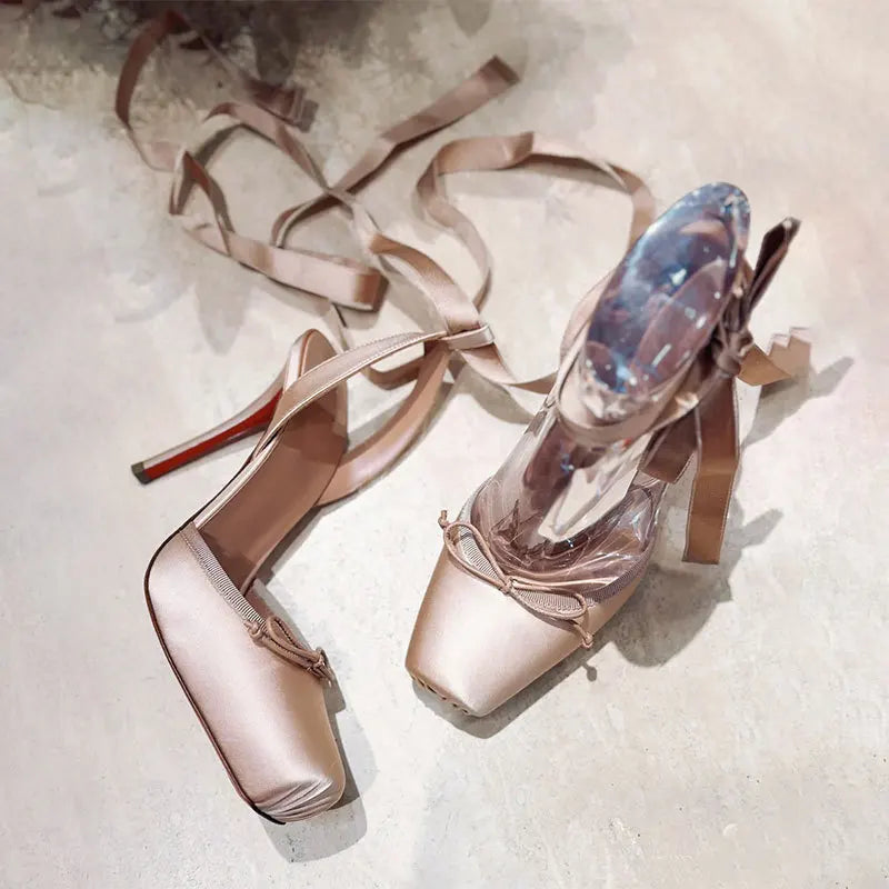 Women's Satin Ribbon High Heels