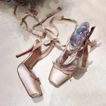 Women's Satin Ribbon High Heels