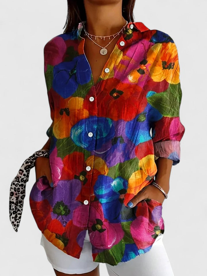 Women’s Colourful Floral Button Blouse