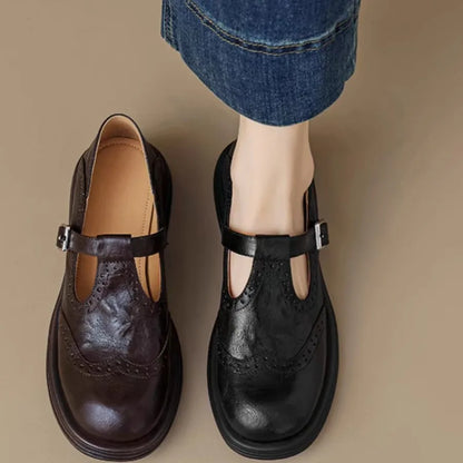 Women's Leather T-Strap Classic Shoes