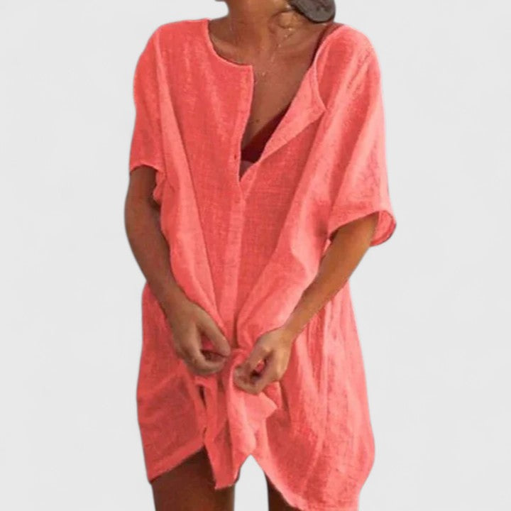 Women’s Loose Button Beach Cover-Up