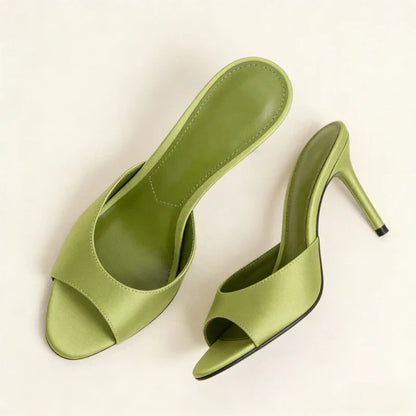 Women's Satin Heel Slip-On Mules