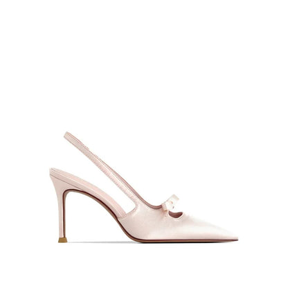 Women's Satin Pointed-Toe Slingback Heels