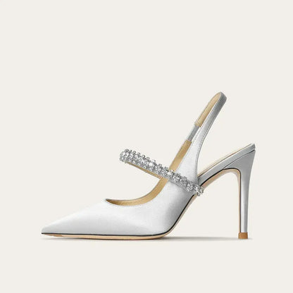 Women's Jewelled Satin Pointed Heels