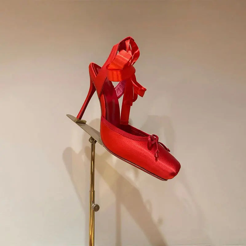 Women's Satin Ribbon High Heels