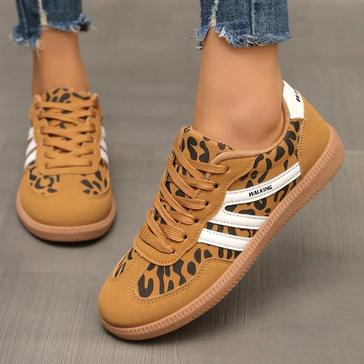 Women's Animal Print Lace-Up Sneakers