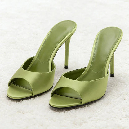 Women's Satin Heel Slip-On Mules