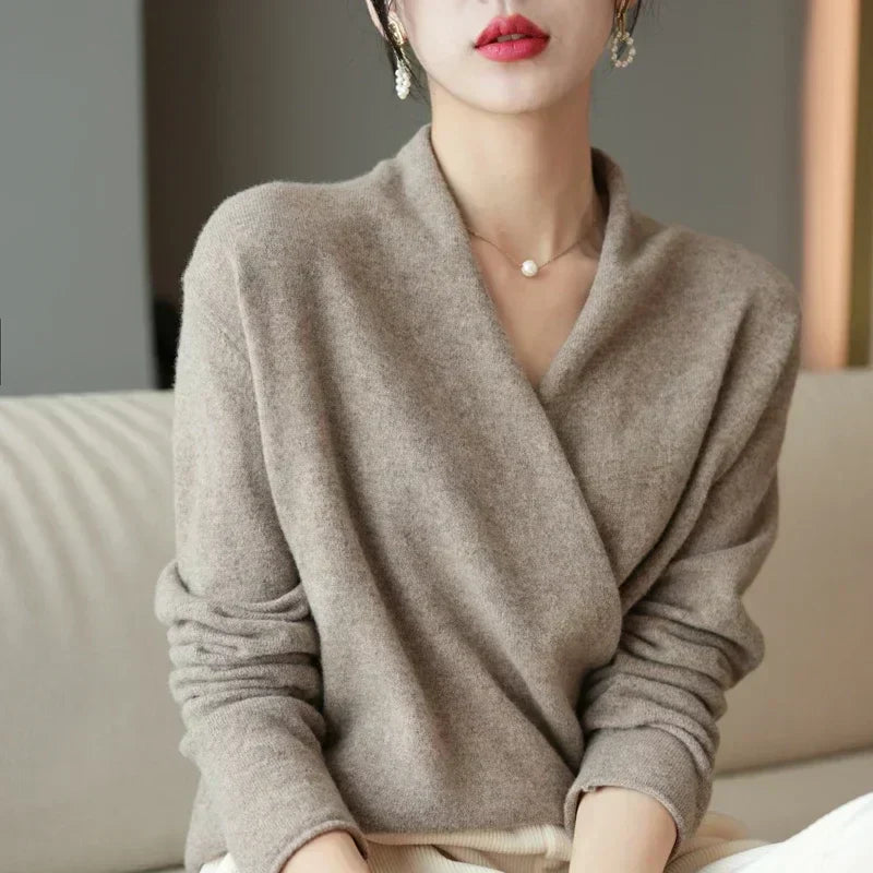 Women’s Wrap Neck Knit Top