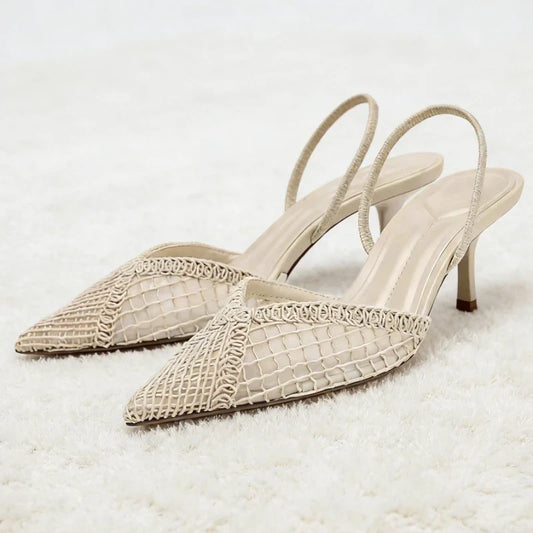 Women's Textured Pointed Toe Slingbacks