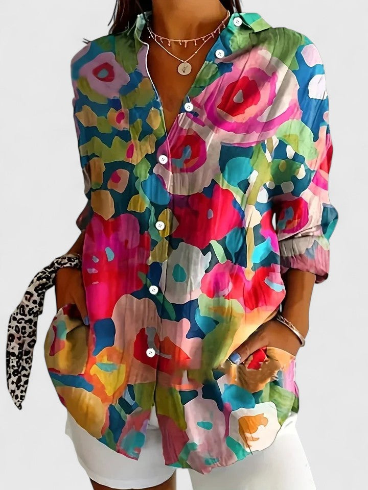 Women’s Colourful Floral Button Blouse