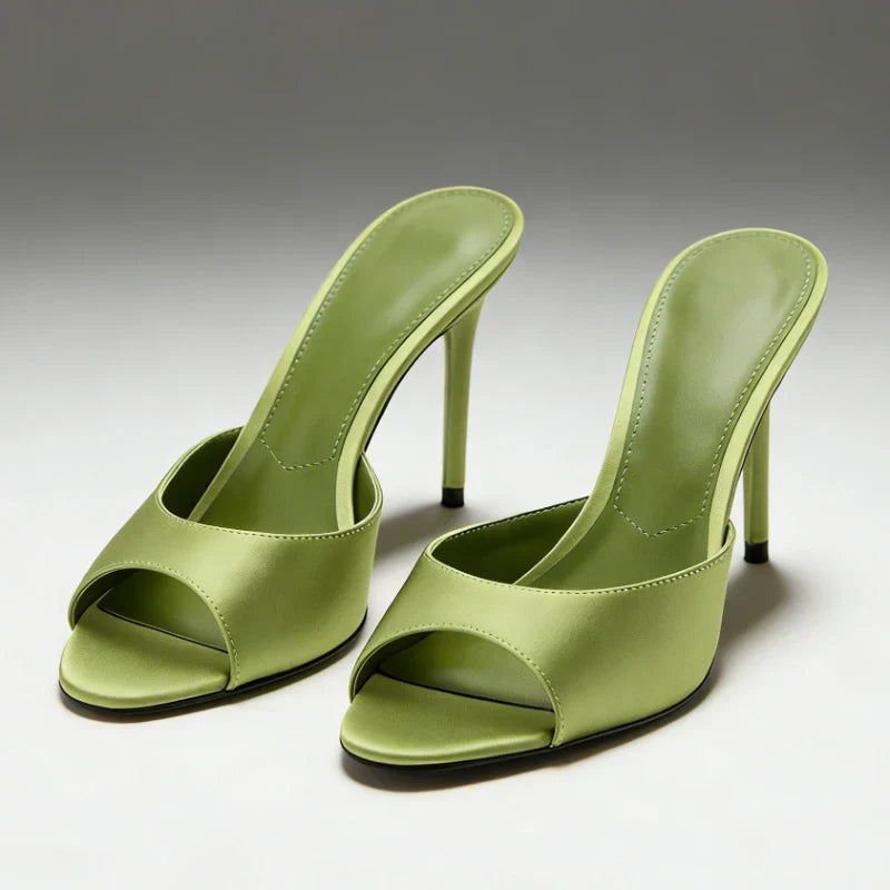 Women's Satin Heel Slip-On Mules