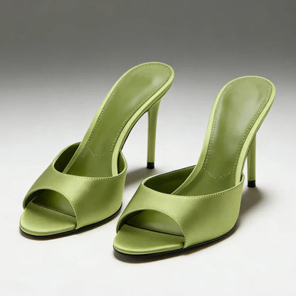 Women's Satin Heel Slip-On Mules