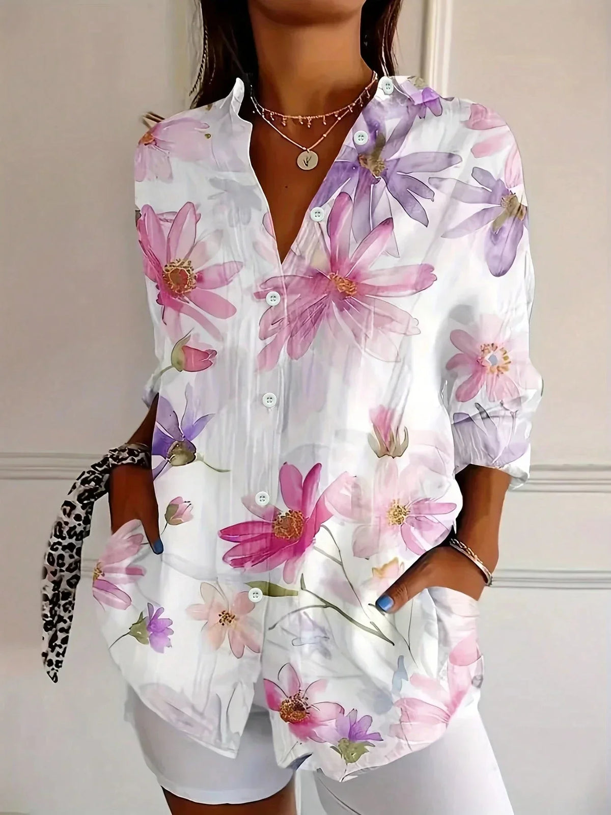 Women’s Floral Button Blouse
