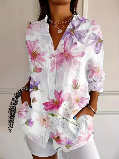 Women’s Floral Button Blouse
