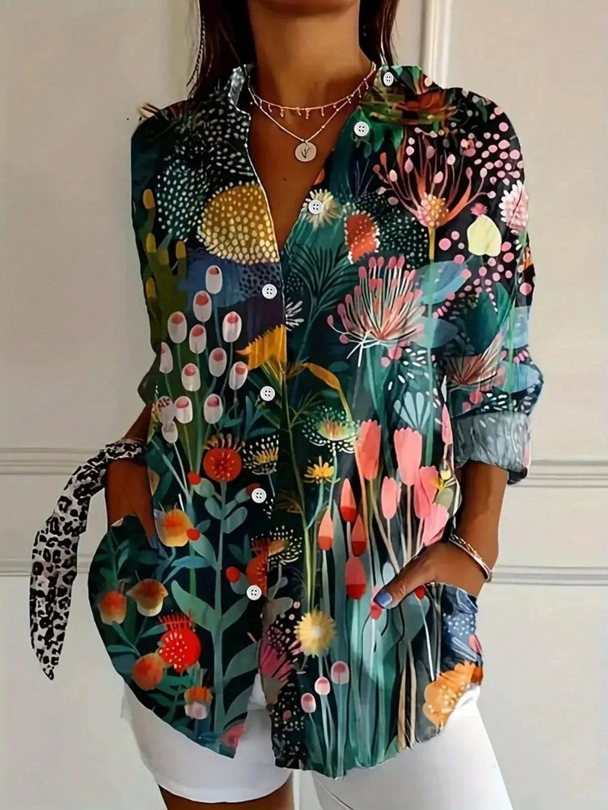 Women’s Floral Button Blouse
