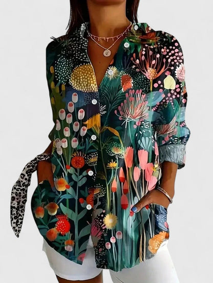 Women’s Colourful Floral Button Blouse