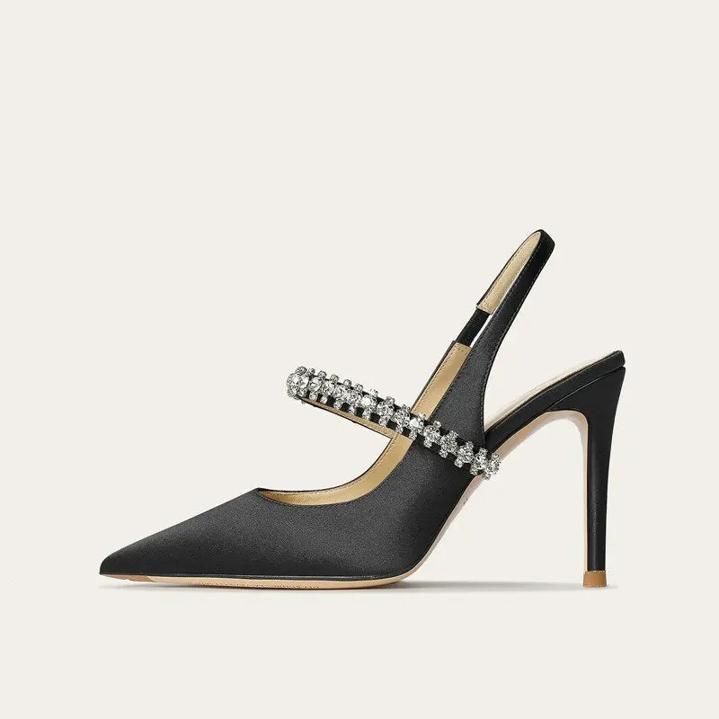 Women's Jewelled Satin Pointed Heels